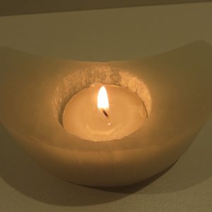 Selenite moon candle holder