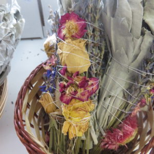 Organic Sage Smudge Stick with lavender & Rose