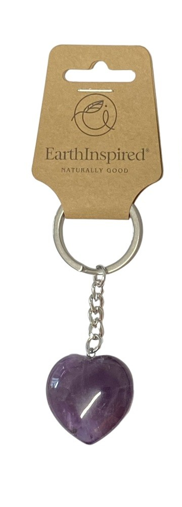Amethyst Key Heart Keyring