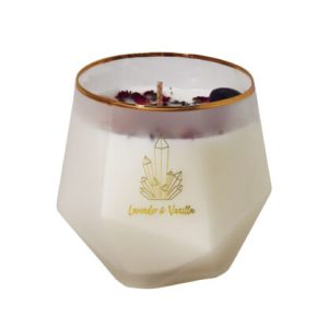 Amethyst & Rose Quartz Infused Soy Candle Lavender & Vanilla