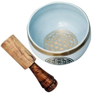 Flower of Life White Singing Bowl